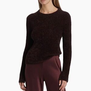 Vince Metalic Eyelash Knit Dark Brown Crewneck Sweater size S